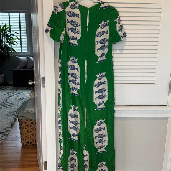 Hunter Bell Green and Blue Fish Print Dress (Valerie Dress) - Picture 3 of 4